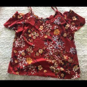 Cold shoulder floral blouse